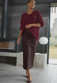 Next REGULAR FIT - Leren rok - berry red