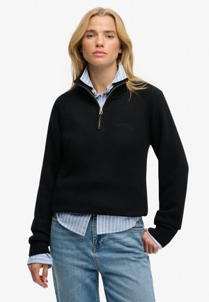 Superdry & Co ESSENTIAL HALF ZIP  - Strickpullover - black
