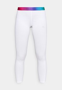 Bílé legíny s hladkým textura, s multicolor elastickým pasem s brandingem "Calvin Klein" a jemným logem na nohavici.