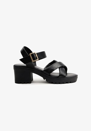 INSIDE, TIRAS CRUZADAS - Sandalias con plataforma - black