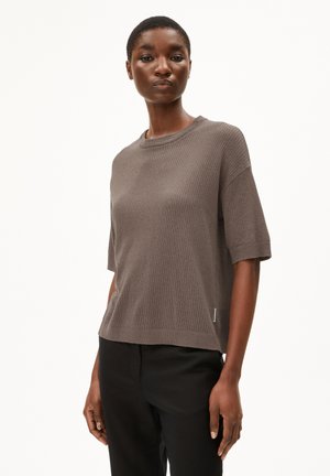 LIZAA LINO - T-Shirt basic - walnut cream