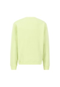 Lys grøn sweatshirt med rund udskæring, ribbede manchetter og bund, med en blød tekstur og minimalistisk design. Ingen synlige logoer eller mønstre.