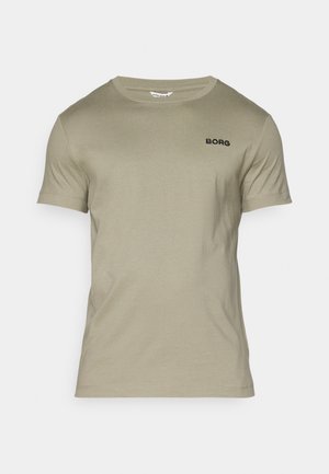 Khaki lyhythihainen t-paita, joka on valmistettu pehmeästä puuvillasta. Sen kaulus on pyöreä ja vasemmassa yläkulmassa on pieni musta "BORG"-logo.