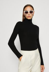 Marc O'Polo DENIM TURTLE NECK SWEATER STRUCUTRE FITTED - Pulover - black