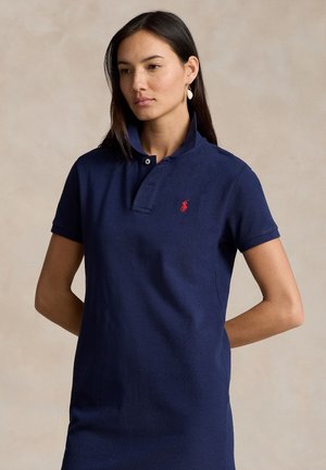 COTTON MESH POLO DRESS - Vestido informal - newport navy