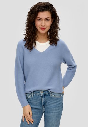 s.Oliver MIT V-AUSSCHNITT - Strickpullover - blassblau