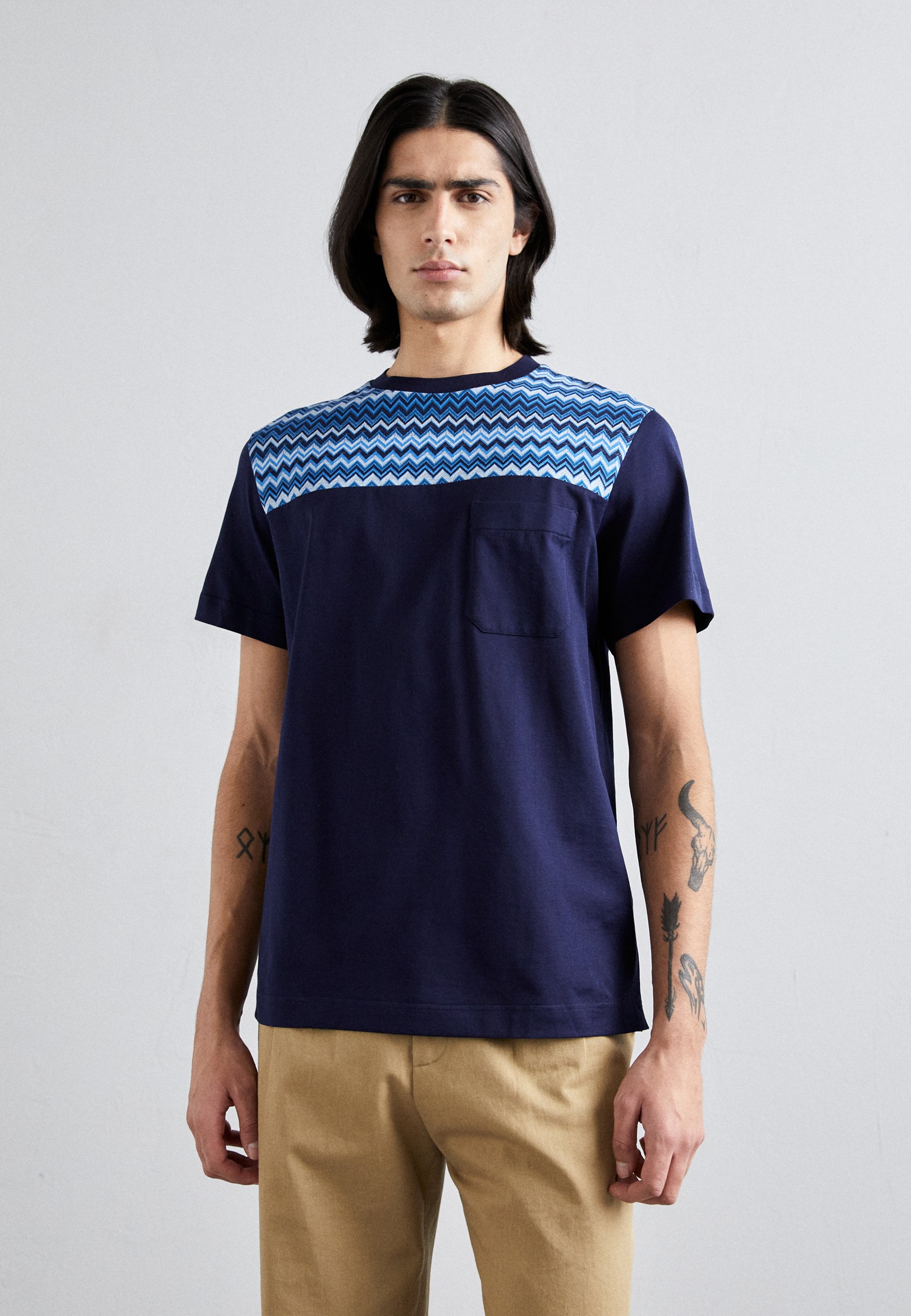 Missoni SHORT SLEEVE - Print T-shirt - navy/blue/dark blue