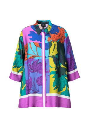 Ulla Popken PATCHWORK LEAF - Overhemdblouse - fuchsia