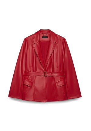 Fiorella Rubino, BLAZER CON CINTURA - Imiteret læderjakke - rosso