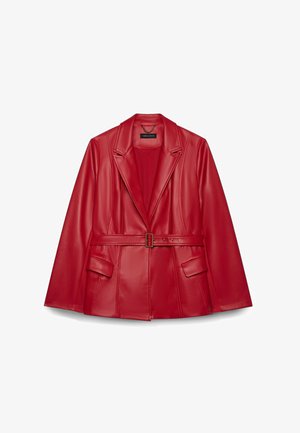 Fiorella Rubino, BLAZER CON CINTURA - Imiteret læderjakke - rosso