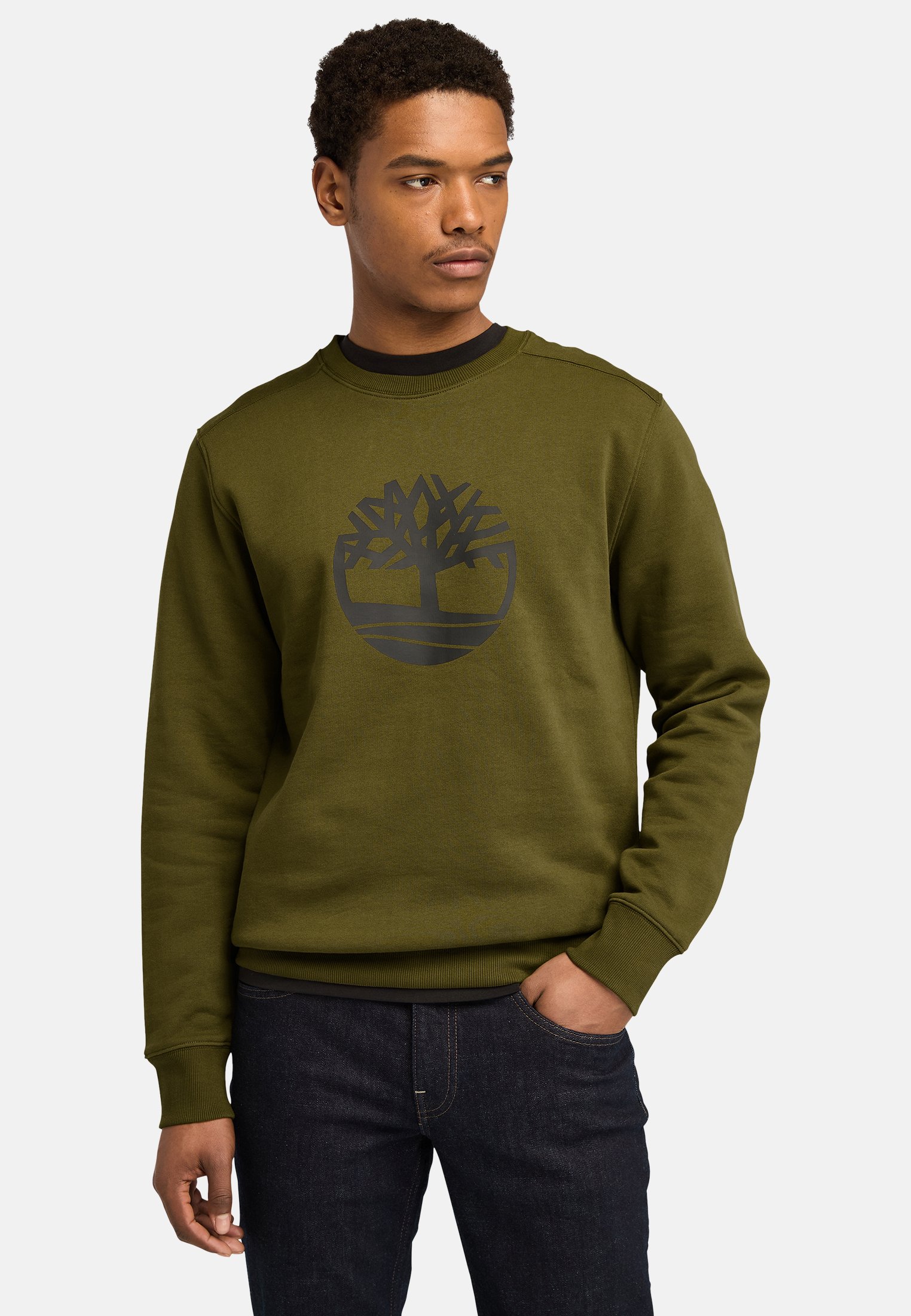 Timberland TREE LOGO CREW NECK - Sweatshirt - dark olive/olive 