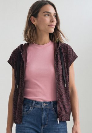 Street One, HOODED VEST WITH A PRINT - Sweat zippé - rustic rouge