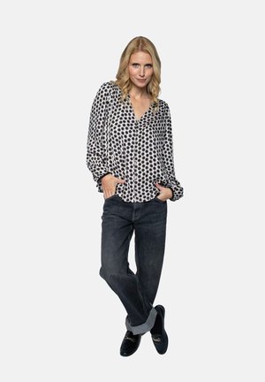 Bluse - black taupe dots