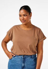 Zizzi KURZÄRMLIGES  - T-shirt basic - coca mocha