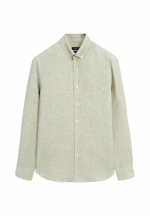 Massimo Dutti, 100% LINEN REGULAR FIT STRIPED SHIRT - Camicia - mottled dark green