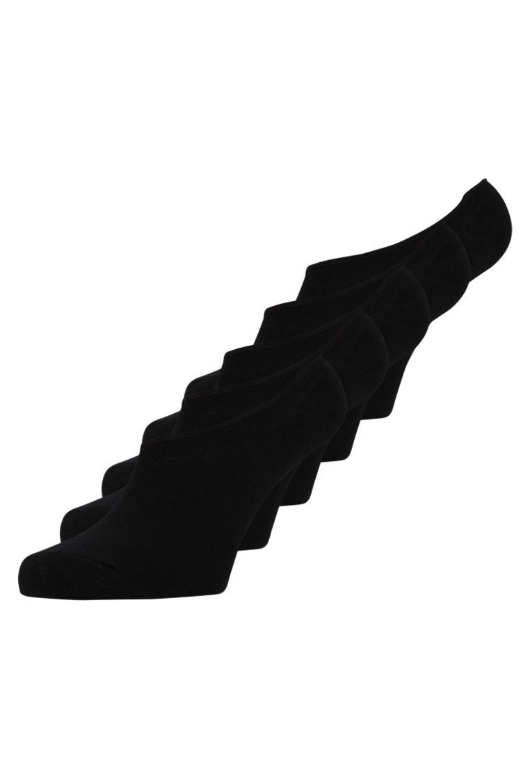 Black ankle socks in a set, featuring a smooth texture, ribbed cuff, and no-show design. Material is lightweight and elastic for comfort.