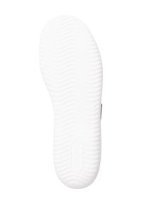 White rubber sole with a wavy texture, featuring a branding detail and a smooth surface. No visible debris or markings.