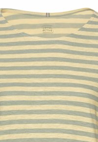 Gestreept T-shirt in lichtgeel en lichtgroen, met een ronde hals en korte mouwen. Zachte textuur en casual ontwerp.