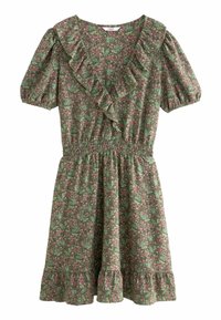 Next SHORT SLEEVE FRILL REGULAR FIT - Nappali ruha - khaki green