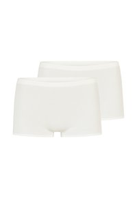 Zwei Paare von weißen Boxershorts aus weicher Baumwolle mit einem glatten Bund und nahtloser Verarbeitung für optimalen Komfort.