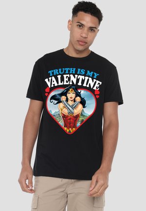 Cotton Soul, WONDER WOMAN TRUTH IS MY VALENTINE - Print T-shirt - black