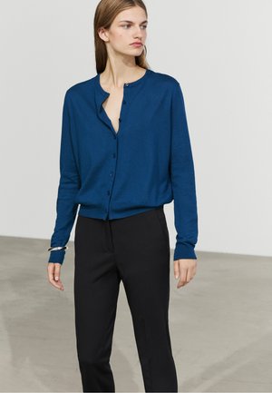 Massimo Dutti, FINE-KNIT ROUND NECK CARDIGAN - Kardigan - dark blue