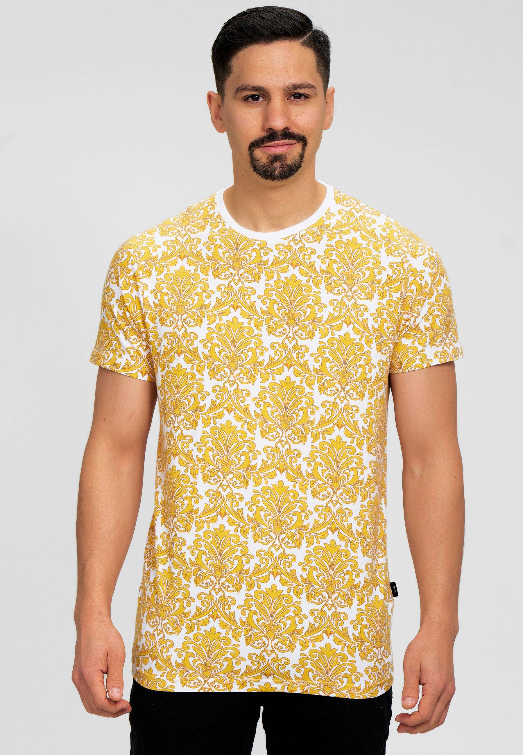 INDICODE JEANS ECKER - T-shirt imprimé - offwhite/jaune - ZALANDO.FR