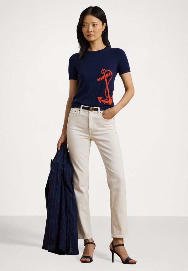 INTARSIA KNIT SHORT SLEEVE SWEATER - Print T-shirt4