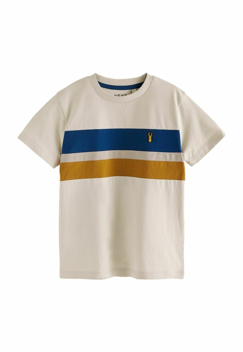 Next Next BLOCK SHORT SLEEVE - Print T-shirt - ecru navy tan