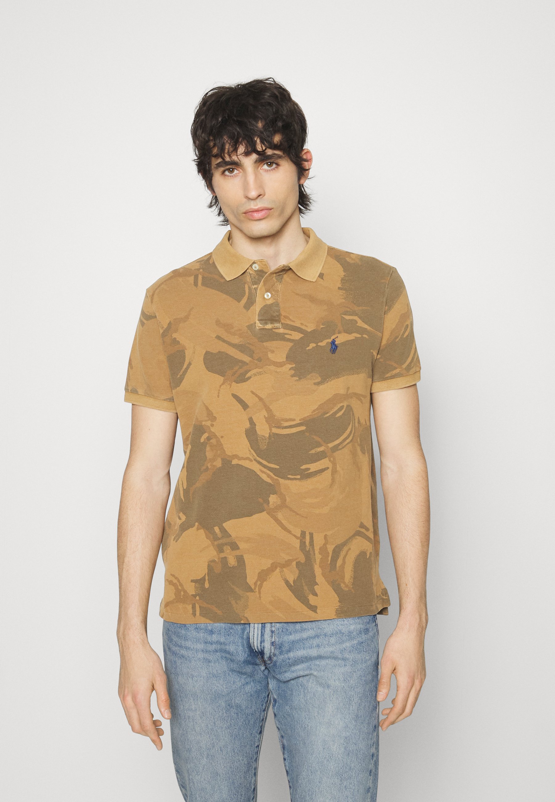 Polo Ralph Lauren Custom Slim Fit Camo Mesh Polo Shirt Polo Shirt, Men's, Size: Small, Olive