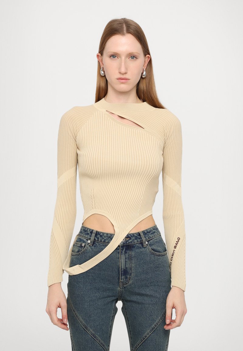 Feng Chen Wang DECONSTRUCTED LOGO  - Camiseta de manga larga - beige