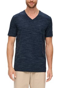 s.Oliver MELIERTES MIT V-AUSSCHNITT - T-Shirt basic - navy