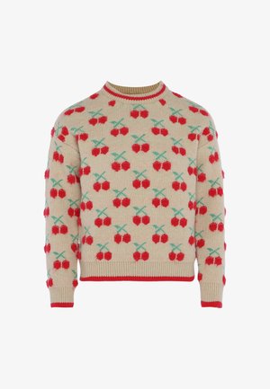 myMo, Maglione - wollweiss kirschrot