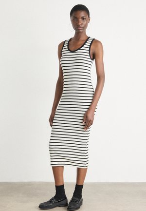 STRIPE AMA DRESS - Jerseykjole - vanilla ice/black