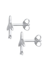 Silvriga örhängen i form av flygplan med polerad yta, med stiftbakning och slät textur.