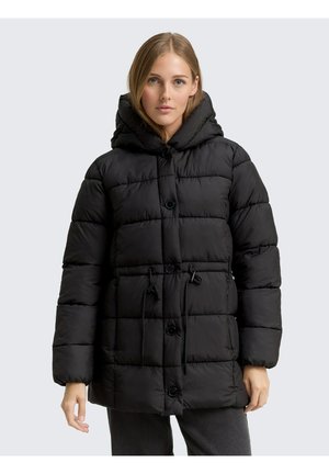 PUFFER-MIT KNOPFLEISTE - Wintermantel - deep black