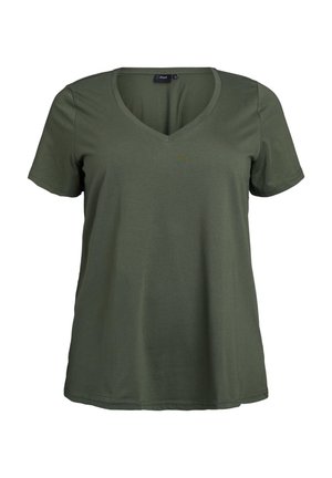 KURZÄRMELIGES MIT V-AUSSCHNITT - T-shirts basic - thyme