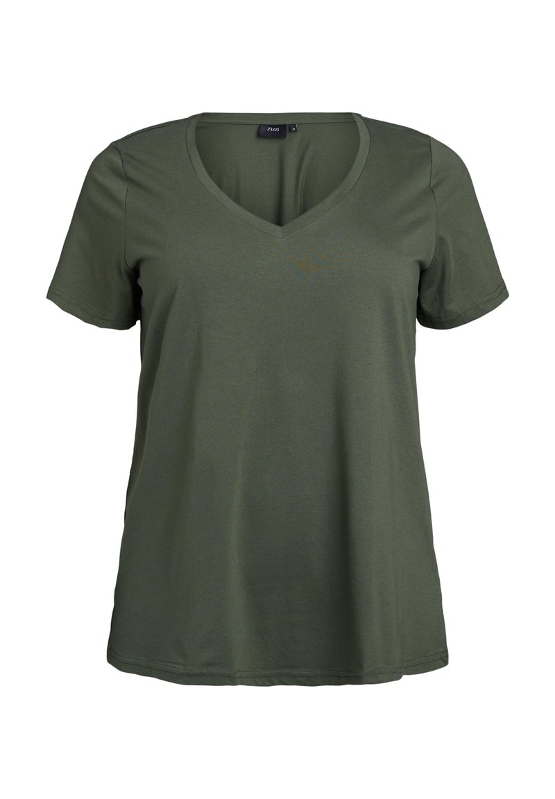 Zizzi KURZÄRMELIGES MIT V-AUSSCHNITT - Camiseta básica - thyme