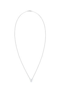 Silberne Kettenhalskette mit einem geometrischen "V"-Anhänger. Die Kette ist dünn und zart, mit einer polierten Oberfläche auf dem Anhänger.