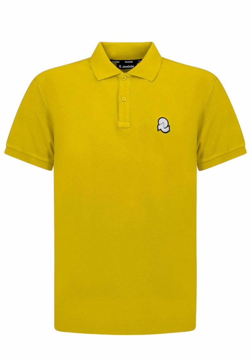 Polo giallo realizzato in cotone leggero. Presenta una pattina a tre bottoni e un piccolo logo bianco e nero sul lato sinistro del petto.