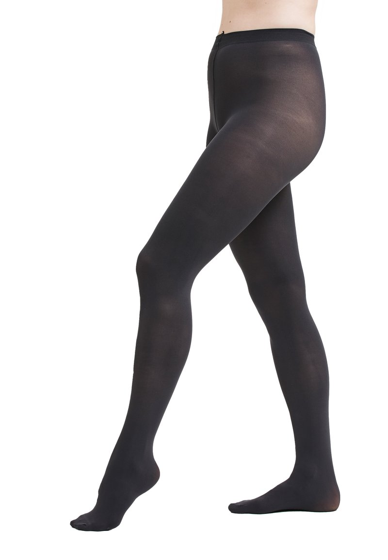 Sorte, uigennemsigtige leggings med en glat, mat finish og en tætsiddende design, der har en høj talje og sømløs konstruktion.