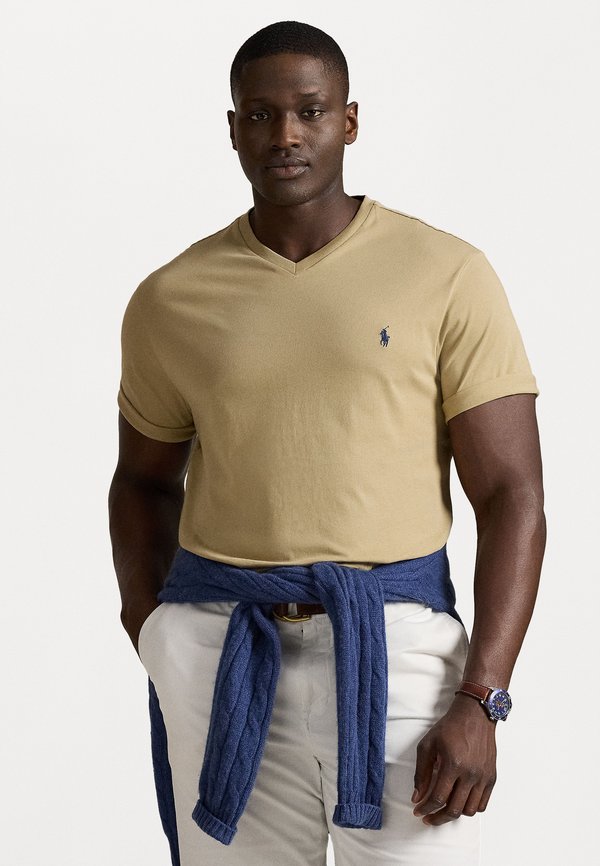 JERSEY V-NECK T-SHIRT - Basic T-shirt - coastal beige