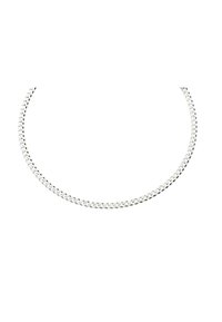 Collier en chaîne en argent, avec un design plat et entrelacé, et une texture lisse. Simple et symétrique, adapté à un usage quotidien.