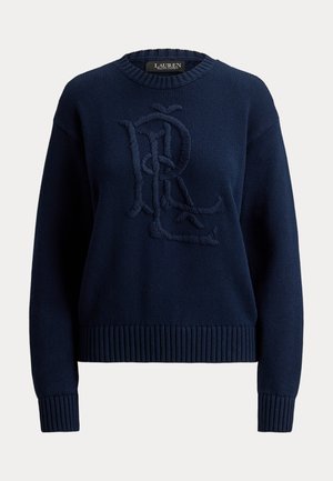 Lauren Ralph Lauren, EMBROIDERED-LOGO COMBED COTTON SWEATER - Džemper - navy