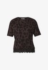 T-SHIRT WITH ROUND NECK AND LACE - T-shirt imprimé - molten earth