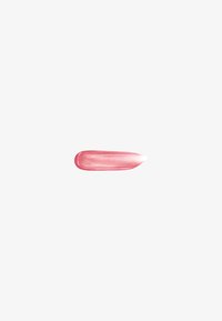Rosa Lipgloss-Farbprobe mit einer glatten, glänzenden Textur, die einen Farbverlauf von tiefem zu hellem Rosa zeigt.