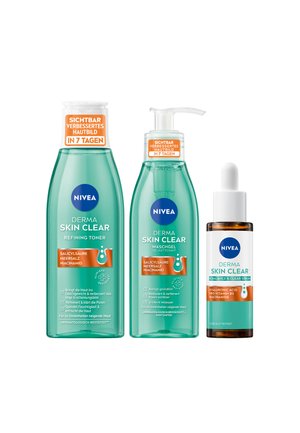 DERMA SKIN CLEAR WASCHGEL, TONER + PEELING SERUM - Skincare set - transparent