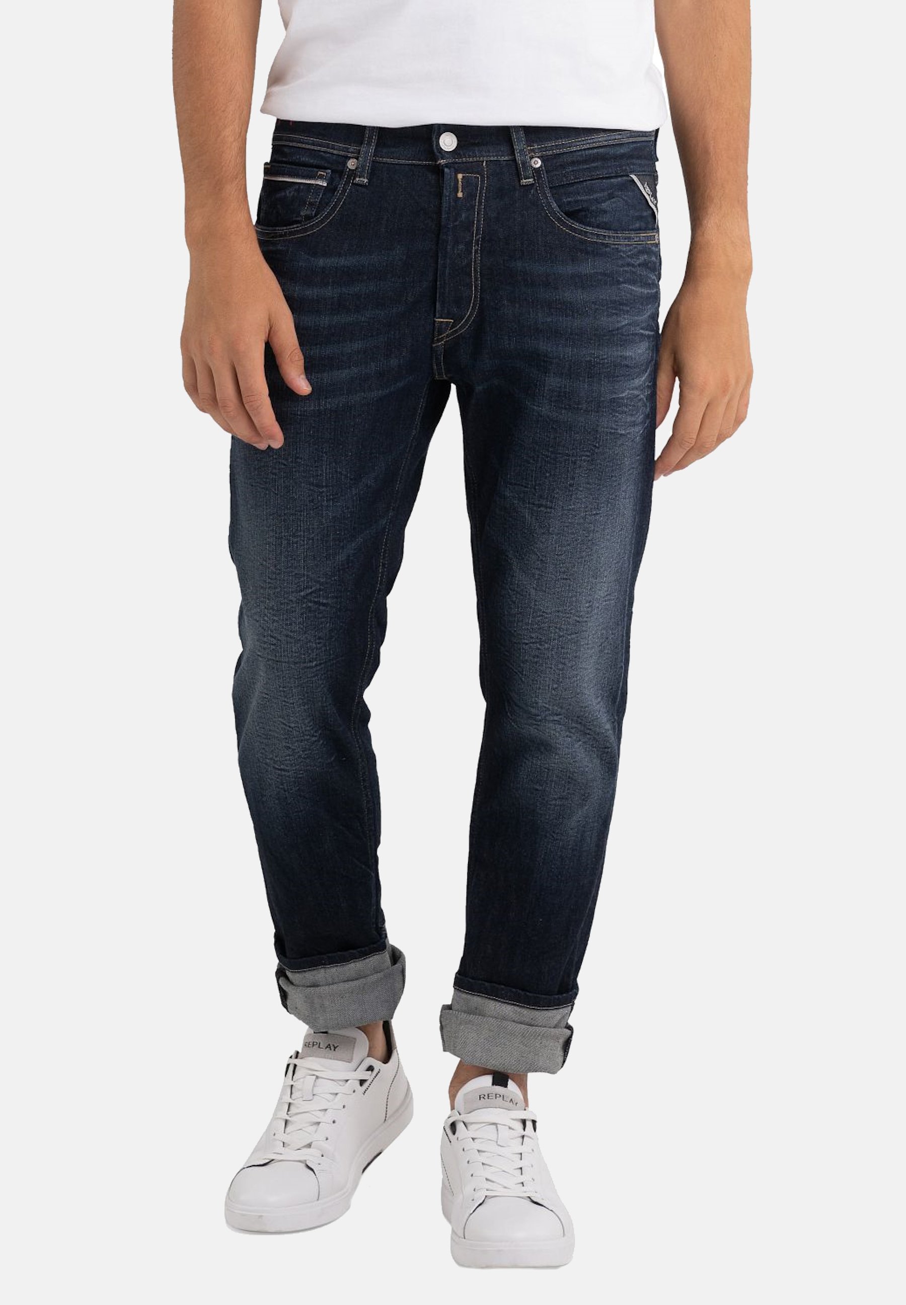 Replay GROVER Straight leg jeans dark blue/dark-blue denim