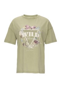 LOOSE FIT FRONT - T-shirt print - salbeigrün