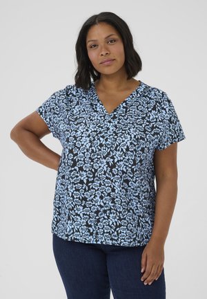 Kaffe Curve AMINA WING SL  - Camicetta - black windsurfer flower print